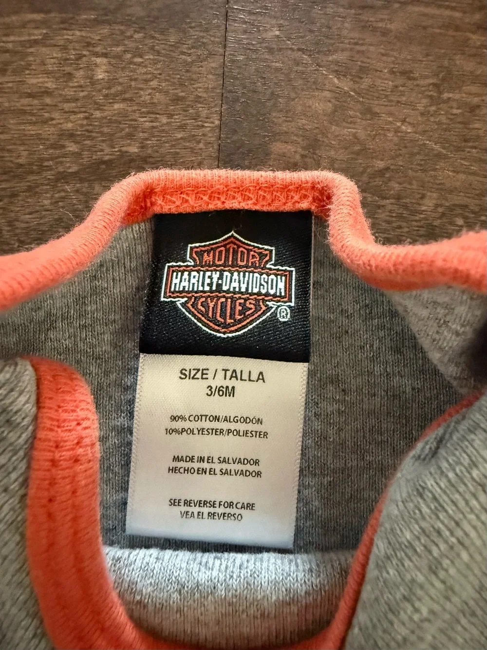 Harley-Davidson Gray, Black & Orange Infant Onesie 3/6M